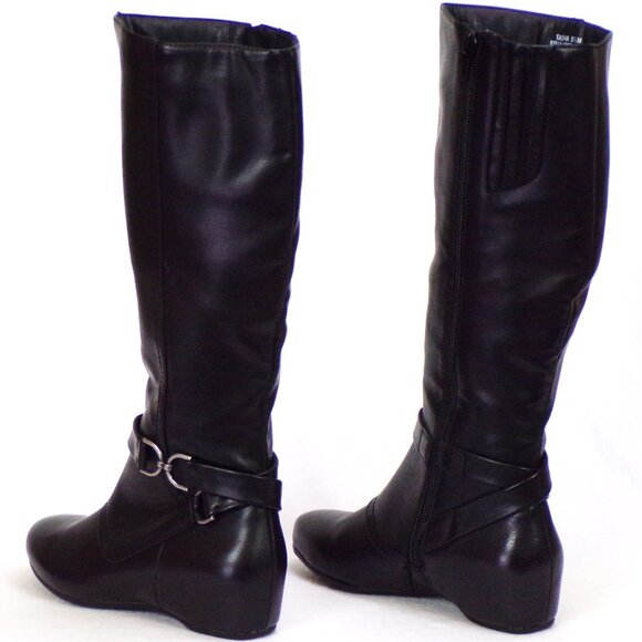 YÜÜ size 5.5M TASHA black flat-heel motorcycle boots leather look all synth. mat - Picture 9 of 13